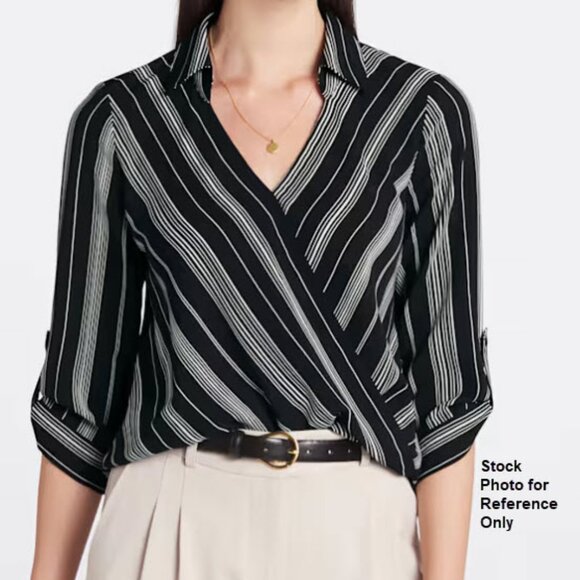 FORTUNE + IVY Zoya Surplice Rolltab Blouse - Picture 1 of 3